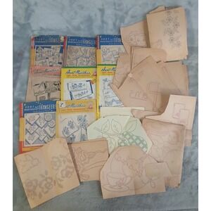 Vintage Aunt Martha's Hot Iron Transfers Lot Embroidery Patterns Floral Animals